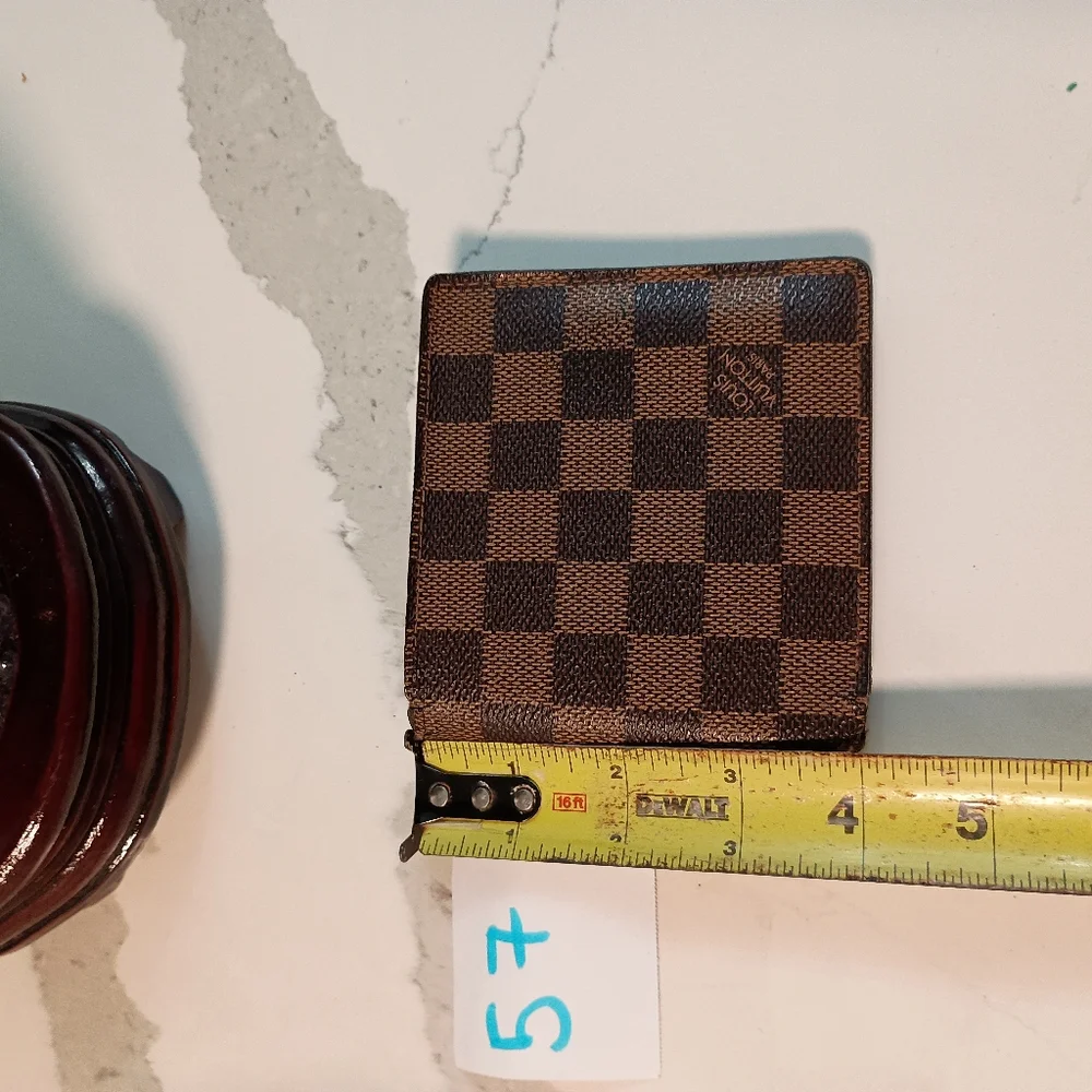 Authentic LOUIS VUITTON Brown Damier Ebene Canvas Multiple Bifold Wallet